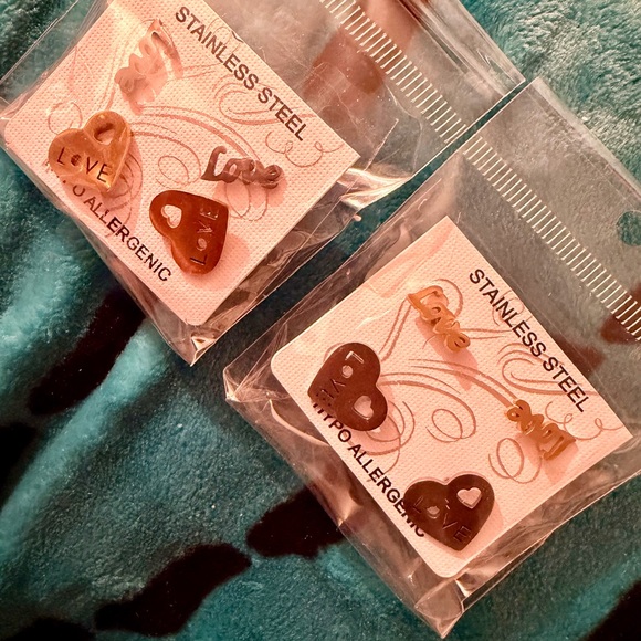 (Your Choice) Stainless Steel Hearts & Love Earrings Set - Picture 8 of 8
